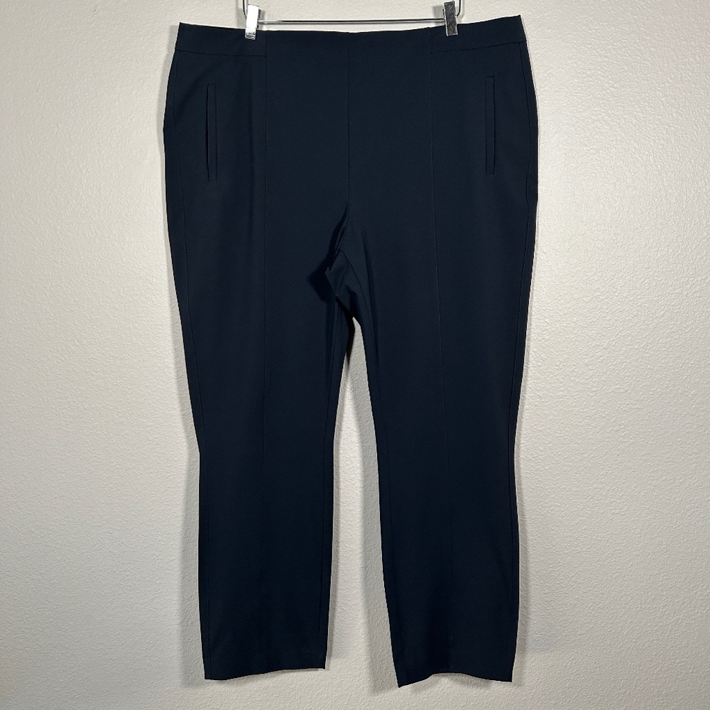 Ministry of Supply women plus size 20 Kinetic pintuck pant navy stretchy